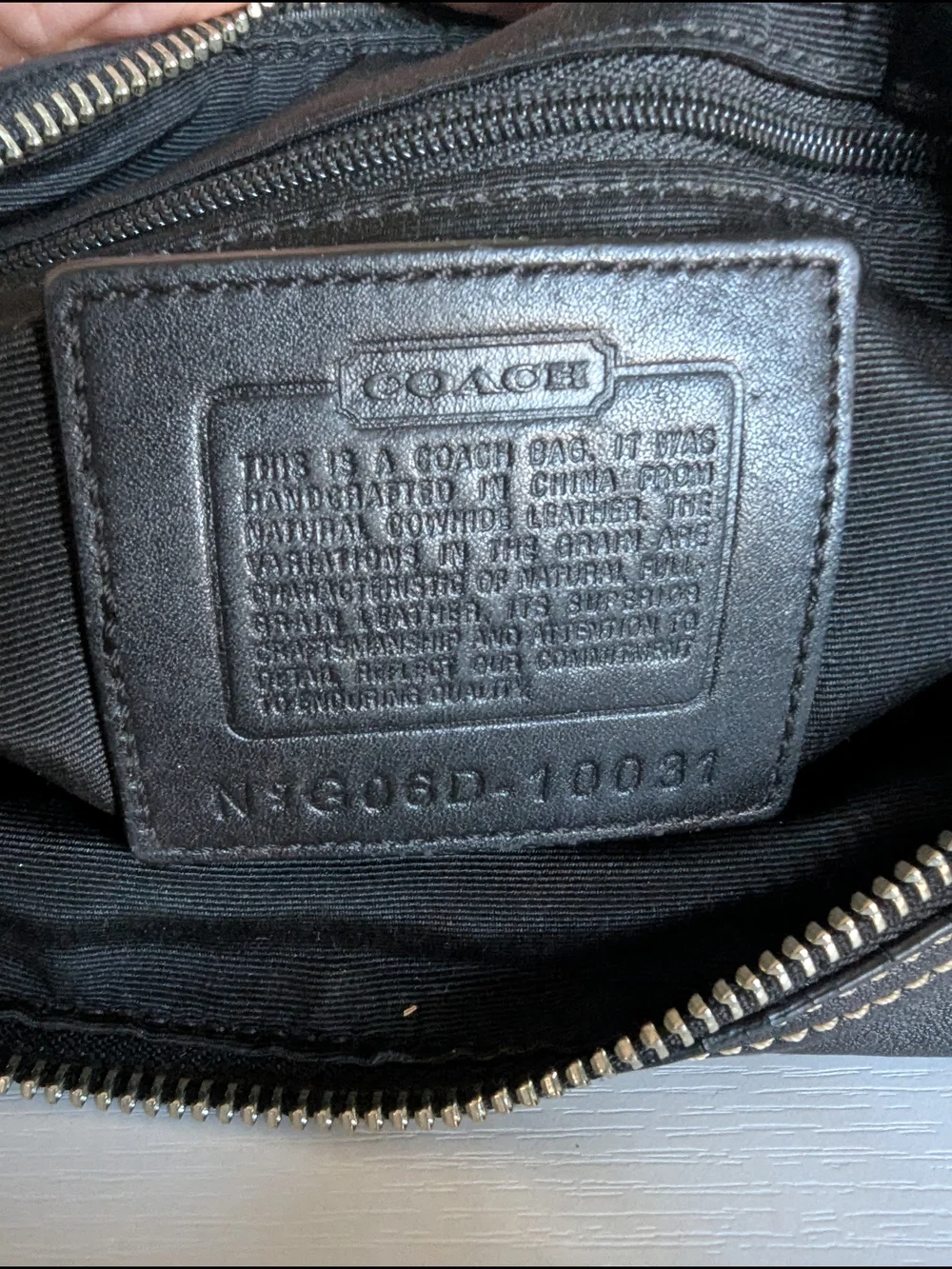 Coach Black Leather Hobo with Contrast White Stitching